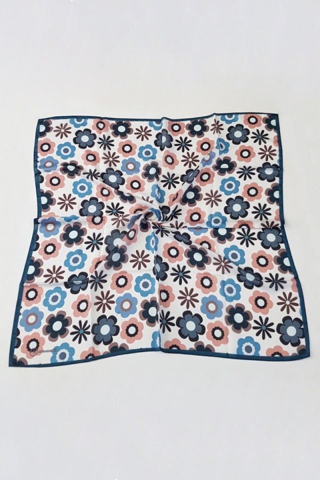 Modakaşmir Papatya Desenli Soft Pamuk Eşarp - Petrol