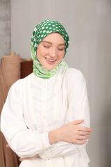 Modakaşmir Puantiye Desenli Soft Pamuk Eşarp - Fıstık Yeşili