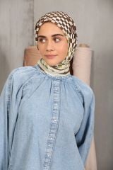 Modakaşmir Puantiye Desenli Soft Pamuk Eşarp - Zeytin