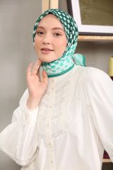 Modakaşmir Puantiye Desenli Soft Pamuk Eşarp - Yeşil