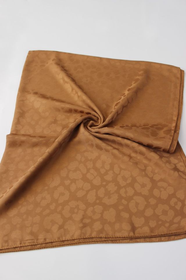 Leopar Desenli İtalyan Jakar Şal - Tarçın