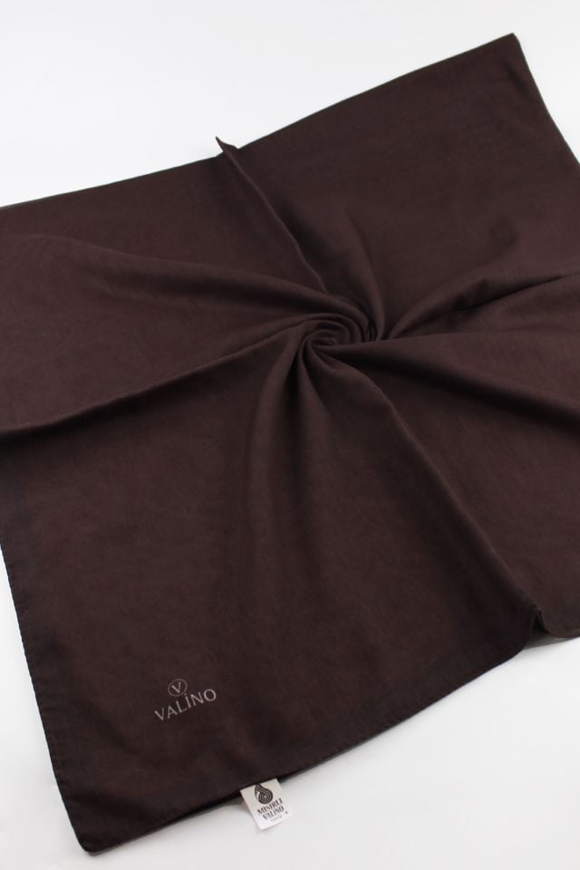 120x120 Düz Renk Pamuklu Eşarp - Acı Kahve