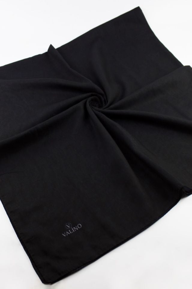 120x120 Düz Renk Pamuklu Eşarp - Siyah