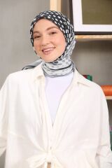 Modakaşmir Puantiye Desenli Soft Pamuk Eşarp - Antrasit