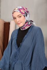 Modakaşmir Çiçek Desenli Soft Pamuk Eşarp - Gri