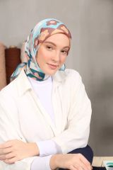 Modakaşmir Çiçek Desenli Soft Pamuk Eşarp - Petrol