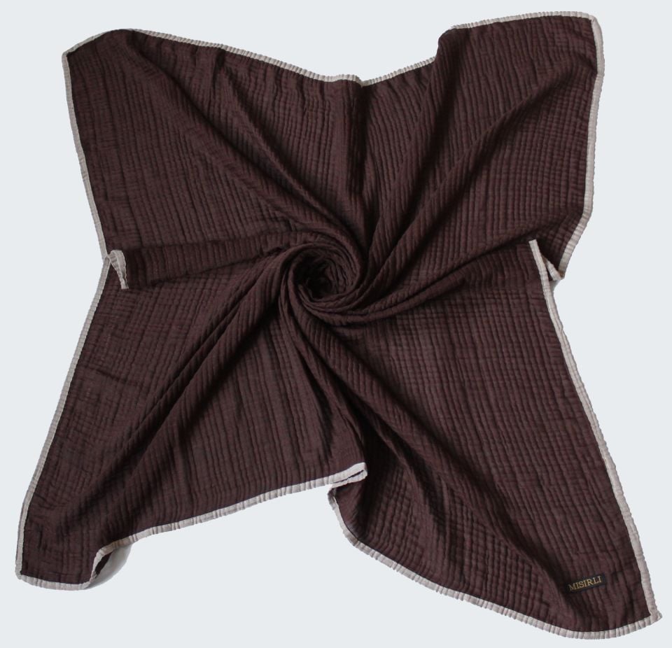 Müslin Biyeli Eşarp - Acı Kahve, Bej