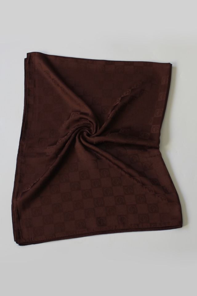 Dama Desenli İtalyan Jakar Şal - Acı Kahve