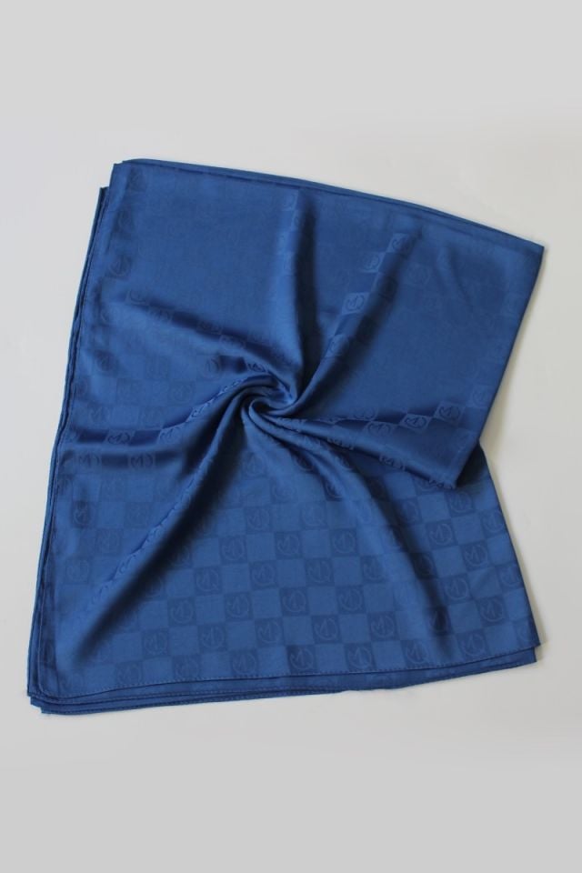 Dama Desenli İtalyan Jakar Şal - İndigo