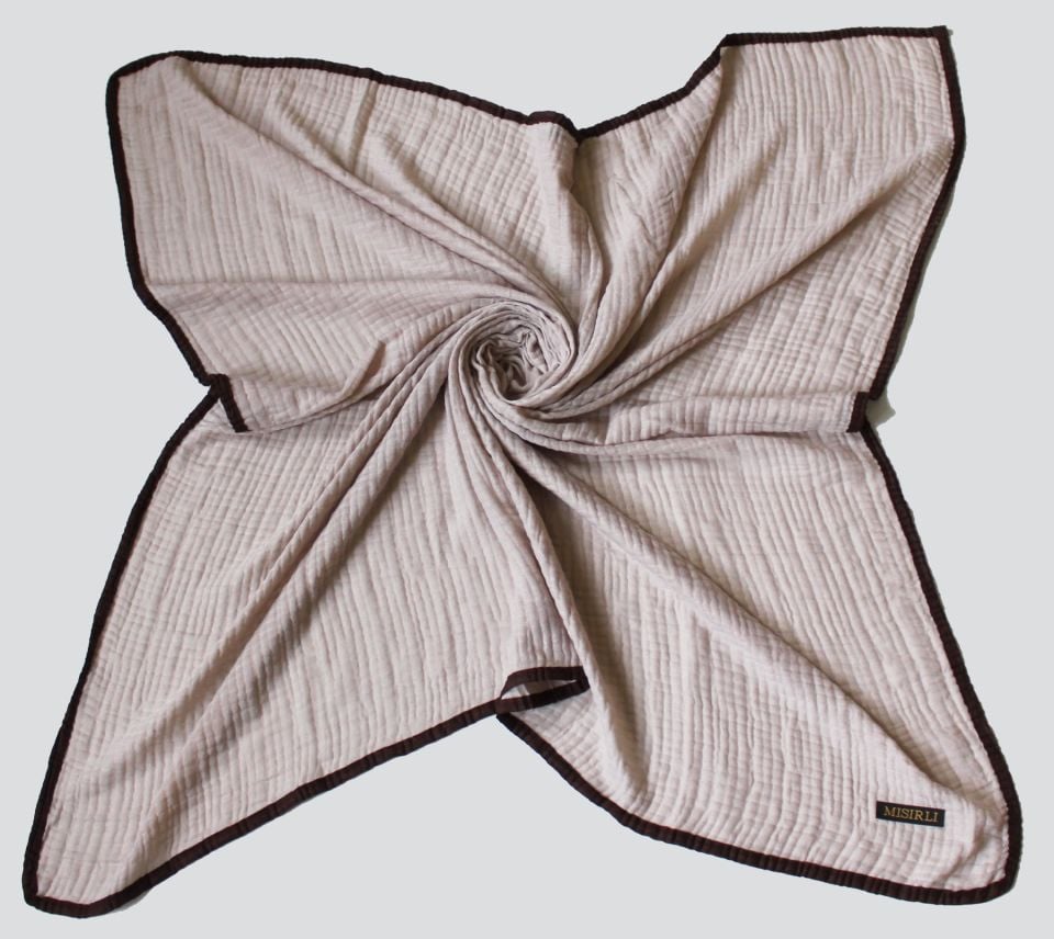 Müslin Biyeli Eşarp - Taş, Acı Kahve