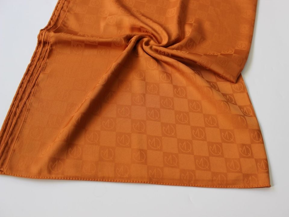 Dama Desenli İtalyan Jakar Şal - Turuncu