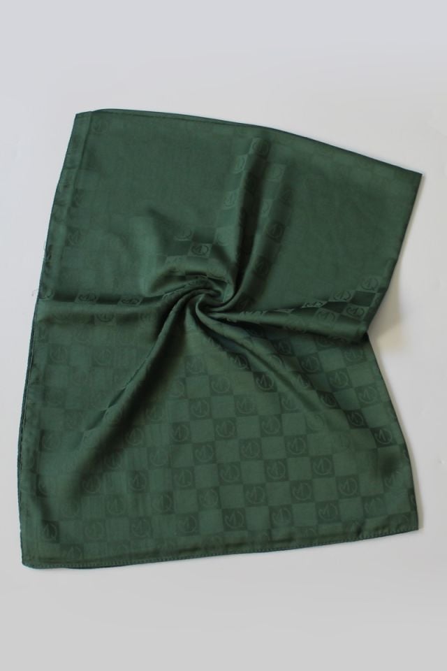 Dama Desenli İtalyan Jakar Şal - Zümrüt