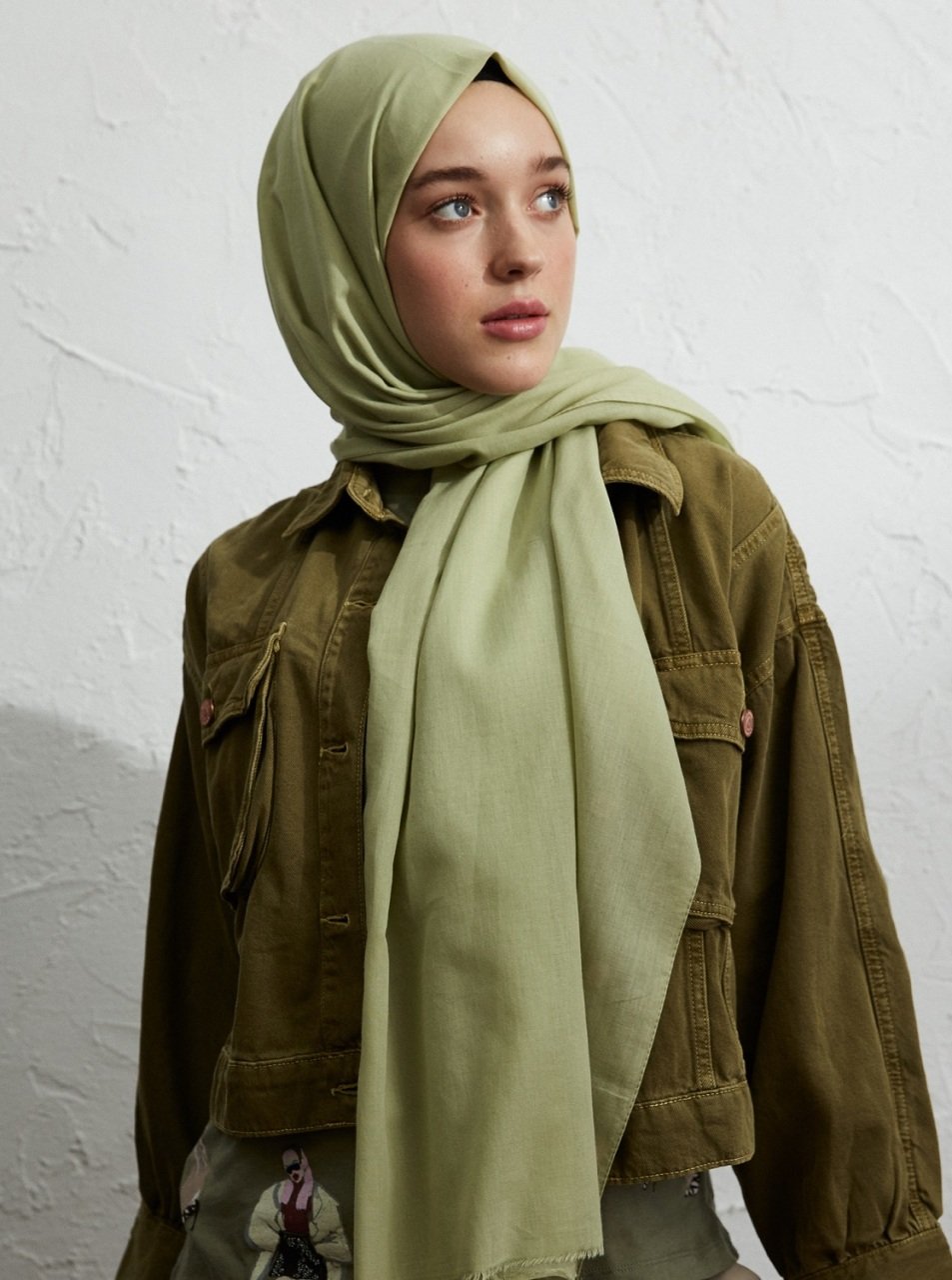 Pamuklu Vual Şal - Verde