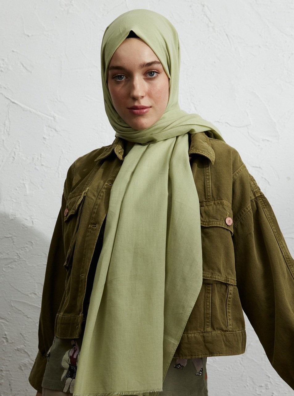 Pamuklu Vual Şal - Verde