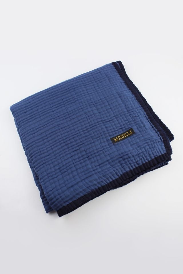 Müslin Biyeli Eşarp - Mavi