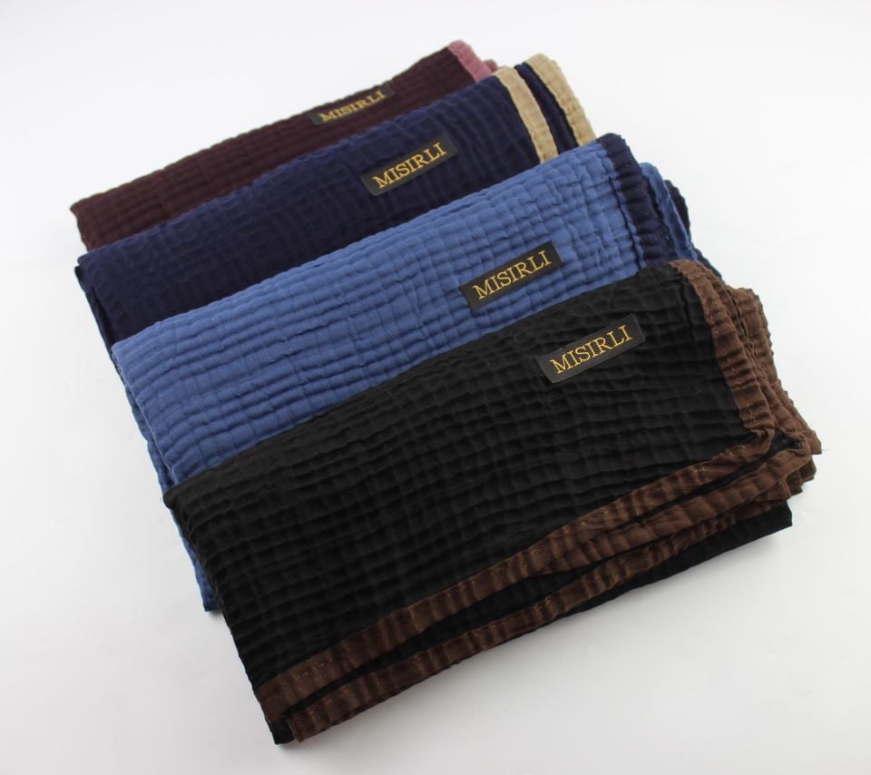 Müslin Biyeli Eşarp - Siyah, Kahve