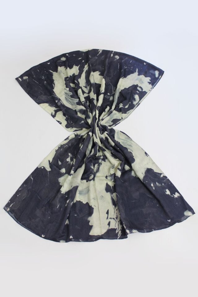 Watercolor Abstract Desen Bambu Şal - Çağla