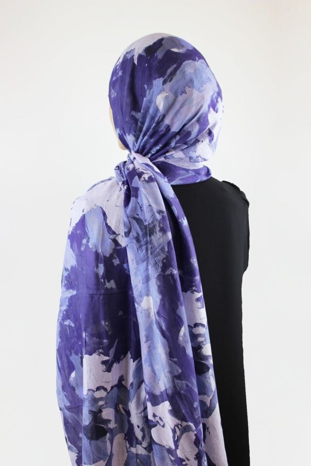 Watercolor Abstract Desen Bambu Şal - Lila
