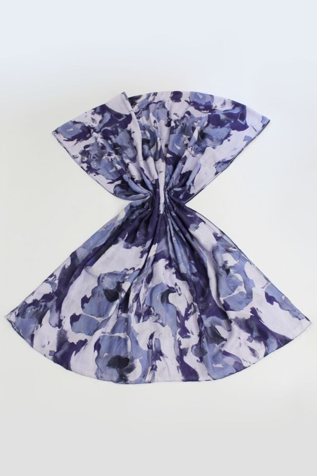 Watercolor Abstract Desen Bambu Şal - Lila