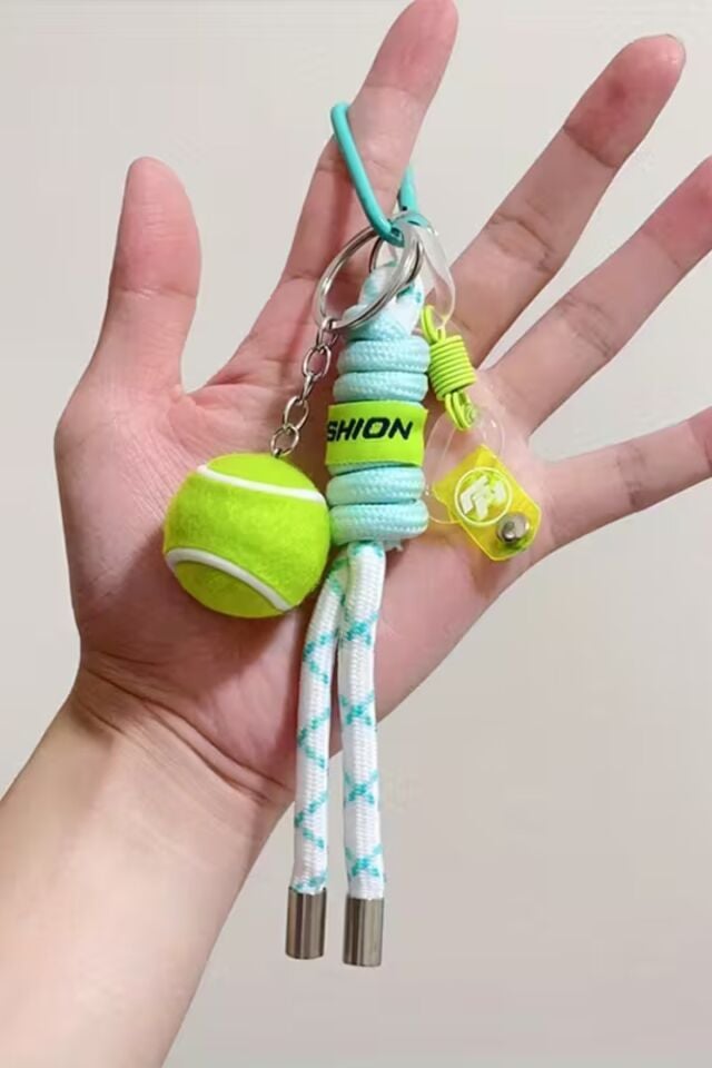Tenis Raketi Su Yeşili Çanta Charmı ve Çanta Aksesuarı Anahtarlık (Çanta Dahil Değildir)