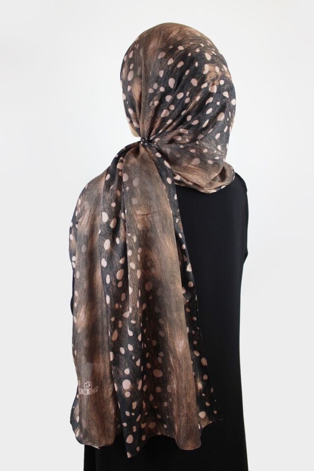 Geyik Desenli Bambi Pamuk Viskon Şal - Bakır